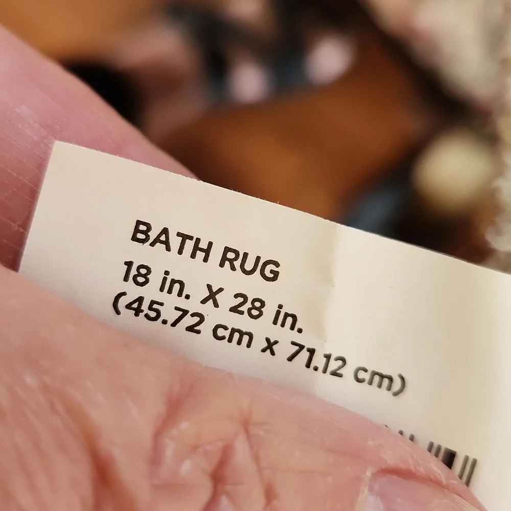 Boho Bath Mat Rug with Ball Fringe Blue‎ Cotton pompoms